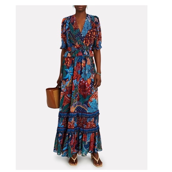 FARM Rio | Dresses | Farm Rio Blue Cool Leopard Ruffle Maxi Dress | Poshmark